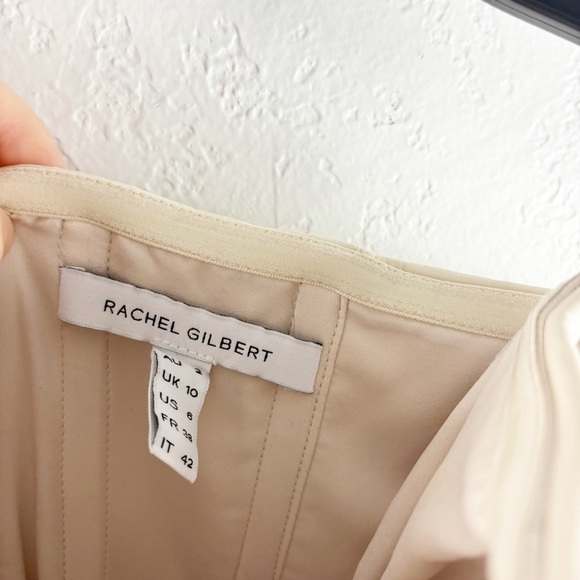 Rachel Gilbert Kace Draped Bow Slit Gown Cream Beige Size 6 Formal Evening Party - Picture 8 of 10